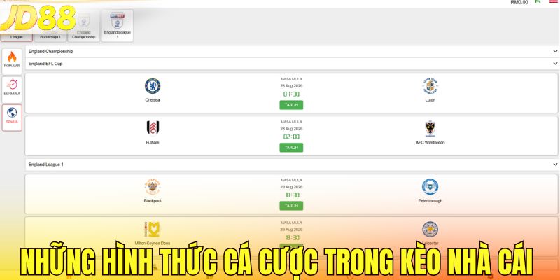 Những hình thức cá cược trong kèo nhà cái